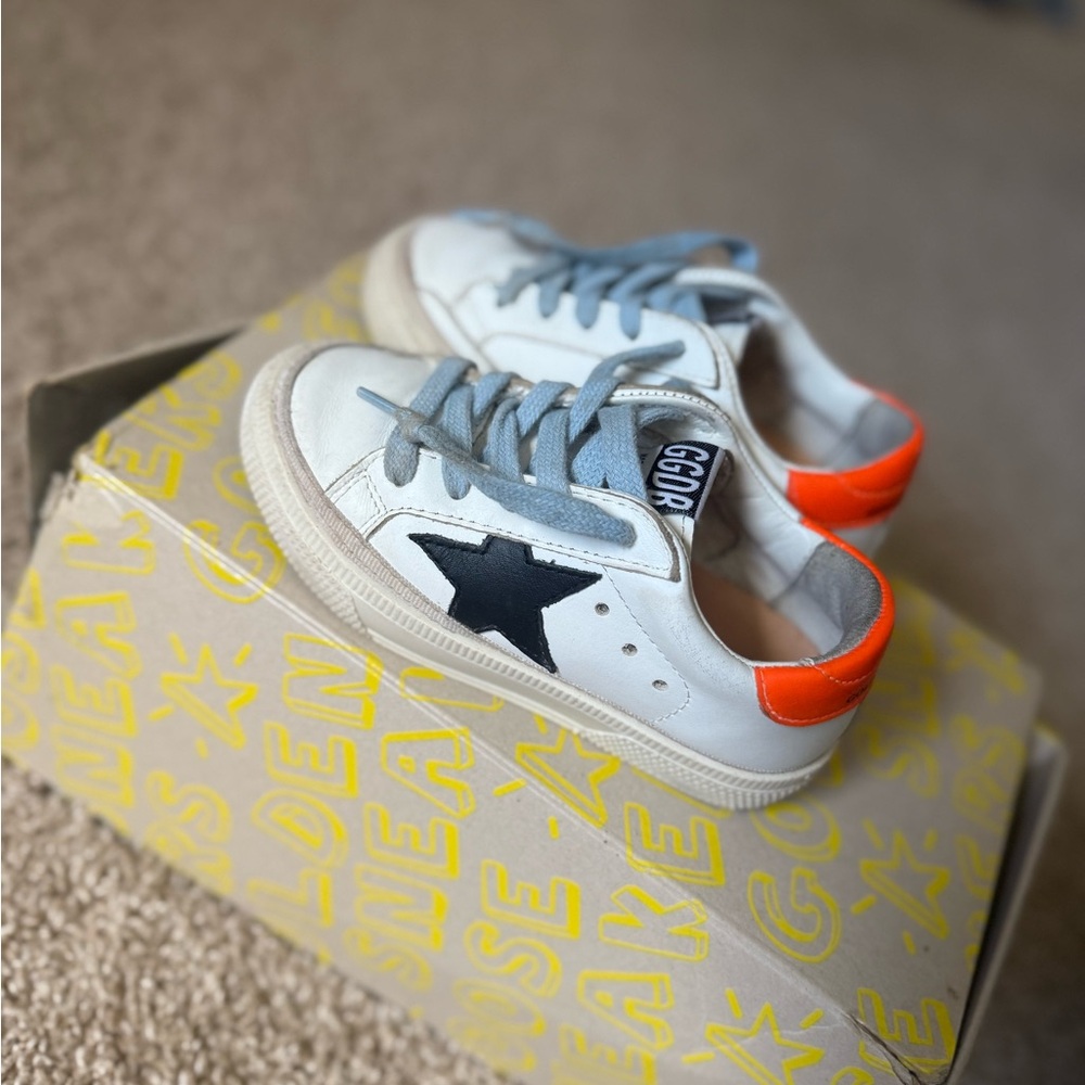 Golden Goose Kids White and Orange Sneakers